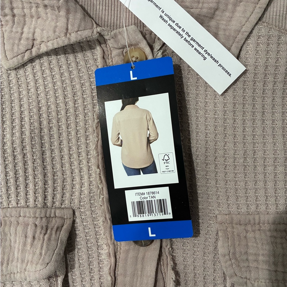Briggs Women’s Button Front Waffle Shirt Large - Picture 3 of 4